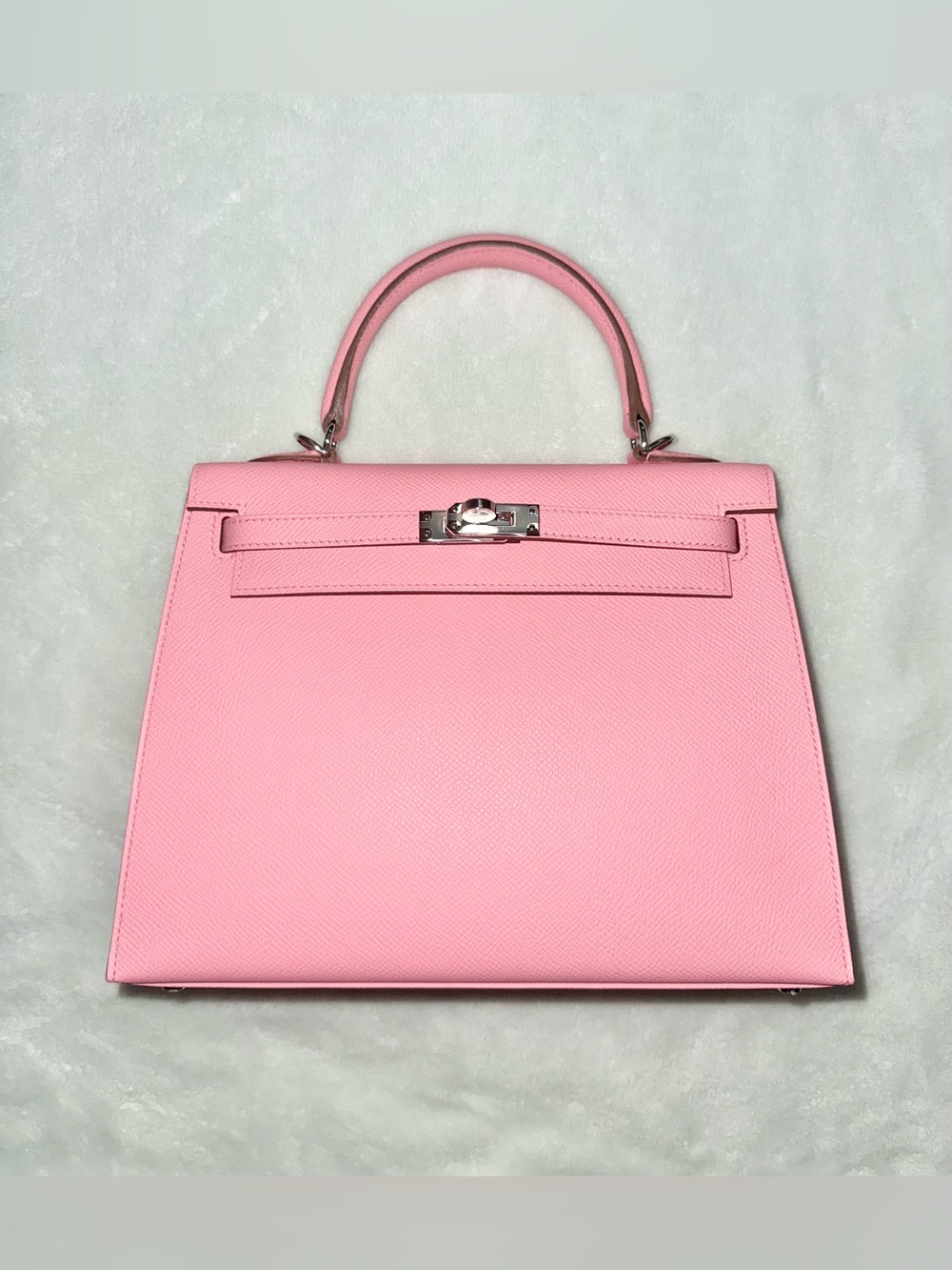 Hermes Kelly Sellier 25 Epsom Calfskin in Rose Confetti with Palladium Hardware